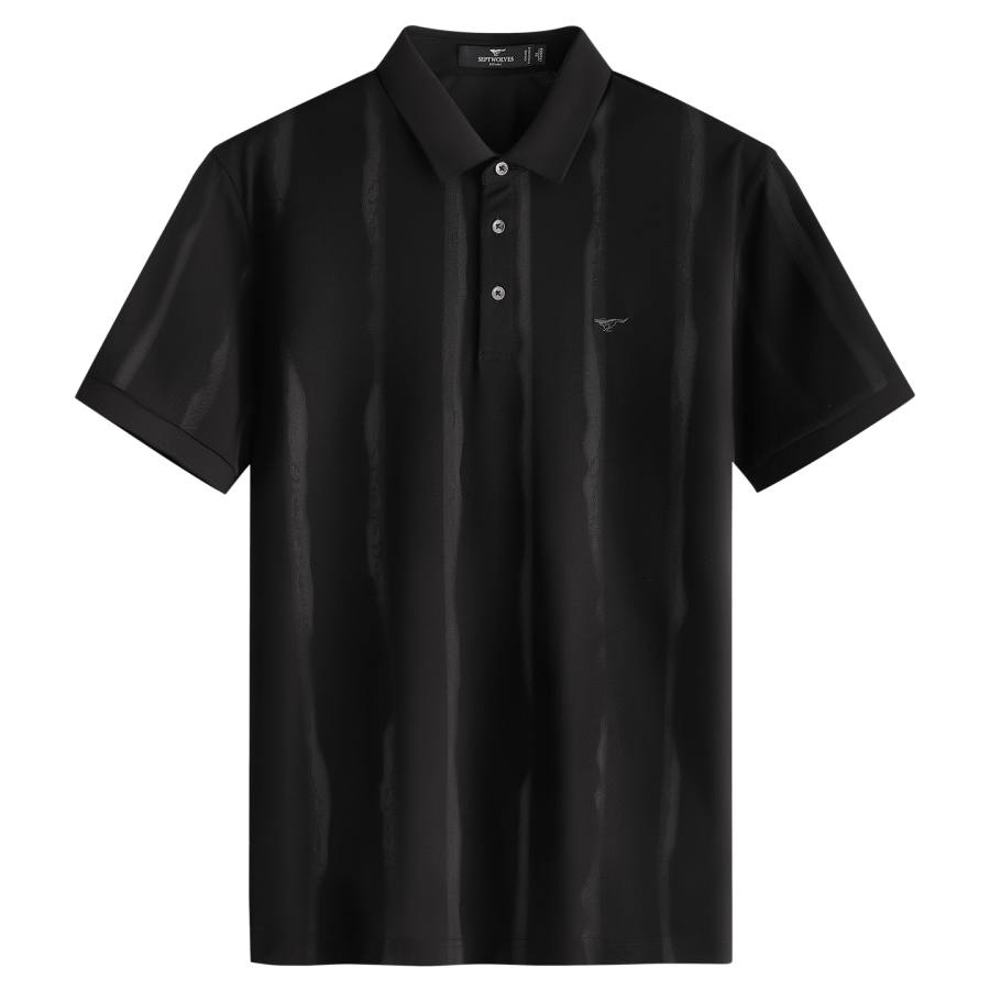 SEPTWOLVES Polo Shirts Men's Black Polo Collar Moderate Straight Fit