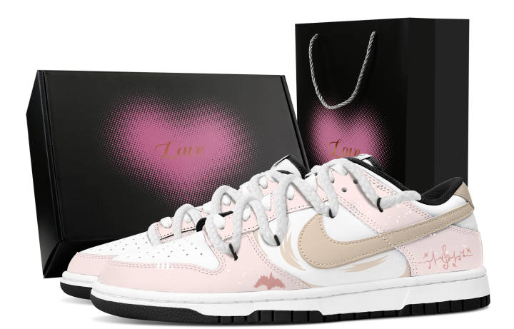 Nike Nike Dunk Half Sugar Heart Box Leather Abrasion Resistant Low top Skateboard Shoes Unisex Pink