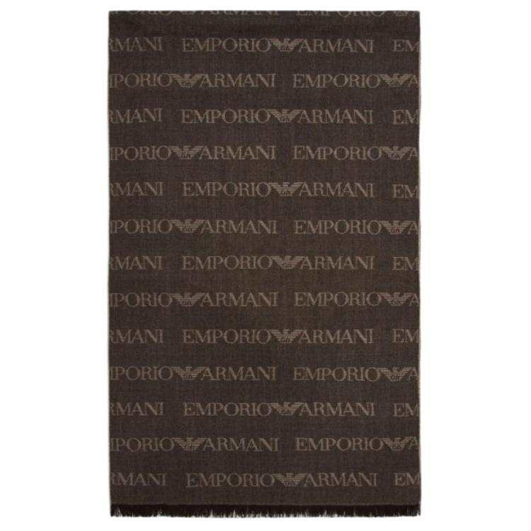 EMPORIO ARMANI 【Best of: PromotionsPrevious Season】monogram-pattern knitted scarf