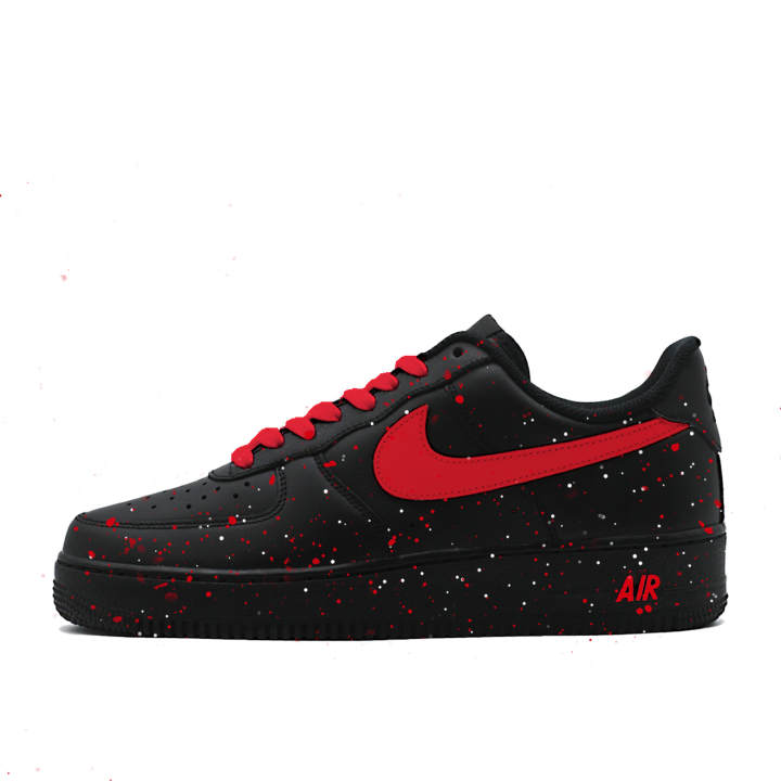 Nike Nike Air Force 1 Scarlet Dot Abrasion Resistant Slip Resistant Low top Skateboard Shoes Unisex Black Red