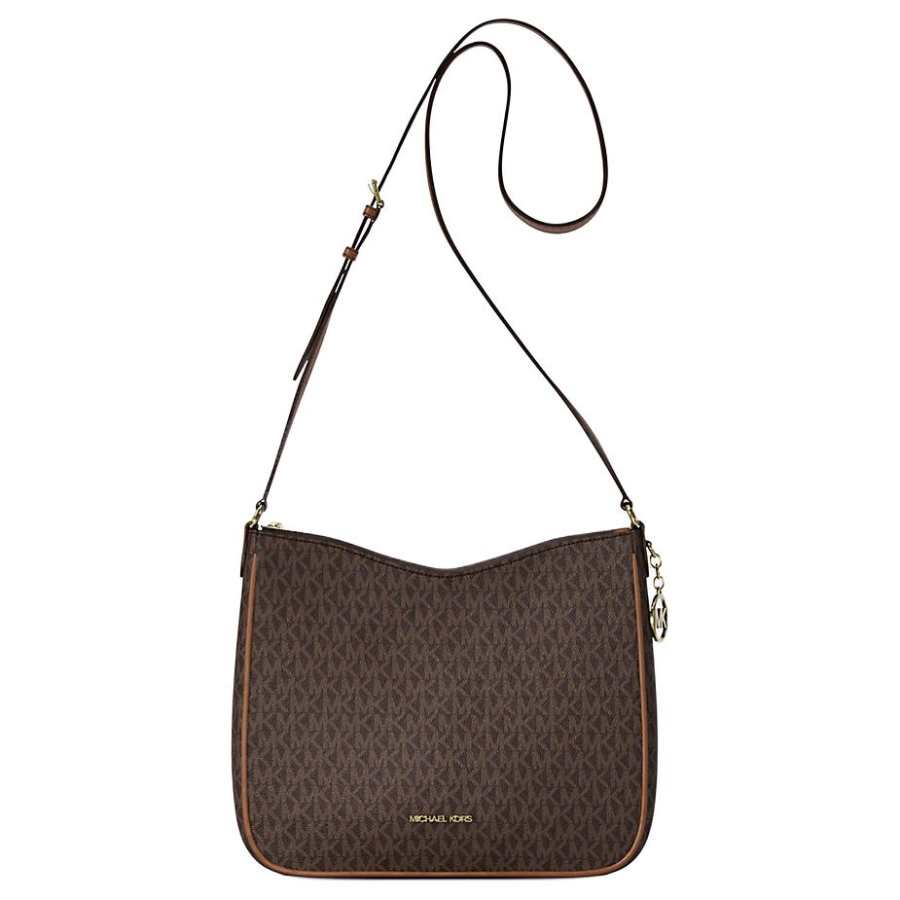 MICHAEL KORS Nayla Coated Canvas Messenger Bag Crossbody Bag Medium Women's Brown