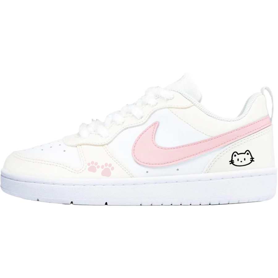 Nike Nike Court Borough Kitten Paws Synthetic Leather Cushioning, Wear Resistant Low top Skateboard Shoes Pink Unisex