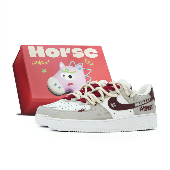 Nike Nike Air Force 1 Y VELE Quality, New Chapter Leather Abrasion Resistant Low top Skateboard Shoes Men's White Red