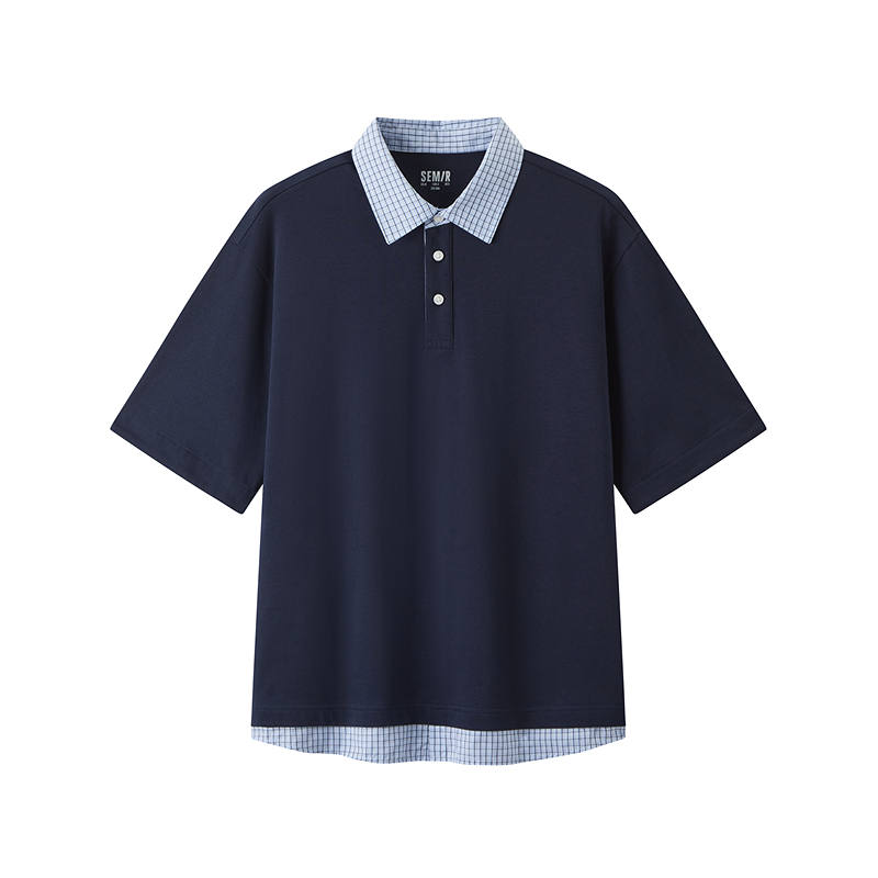 Semir Polo Shirts Men's Lapel Moderate Mock Two Piece