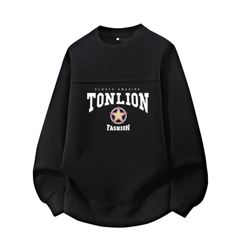 Tonlion Sweatshirts Men's Crew Neck Moderate