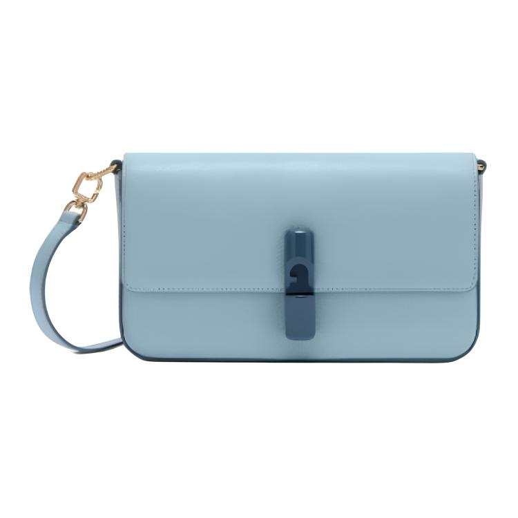 Furla Textured Leather Crossbody Bags Small Women's Candy Wrapper Blue