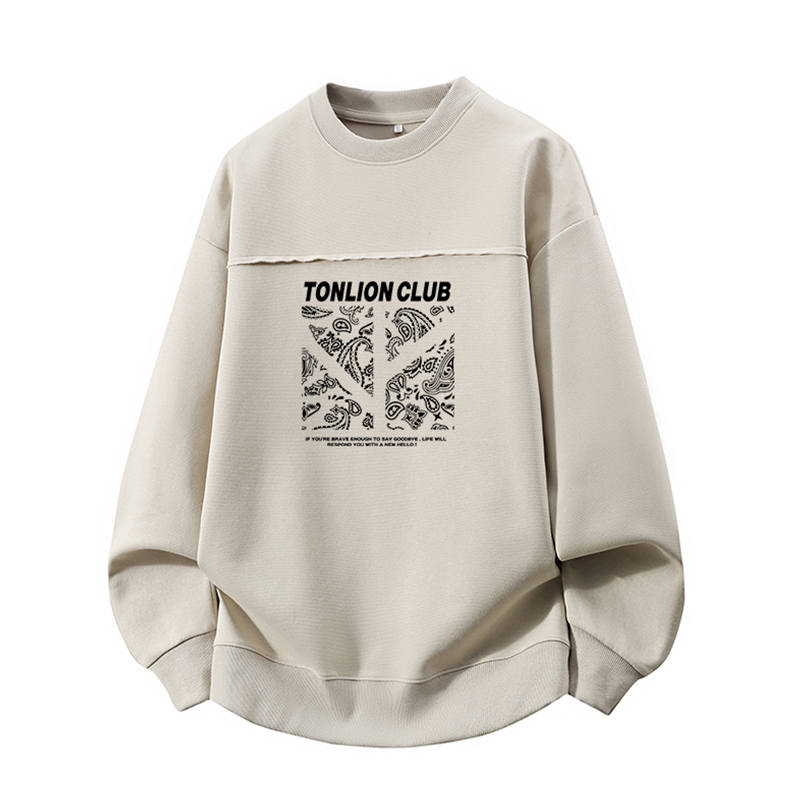 Tonlion Sweatshirts Unisex Crew Neck Moderate Regular
