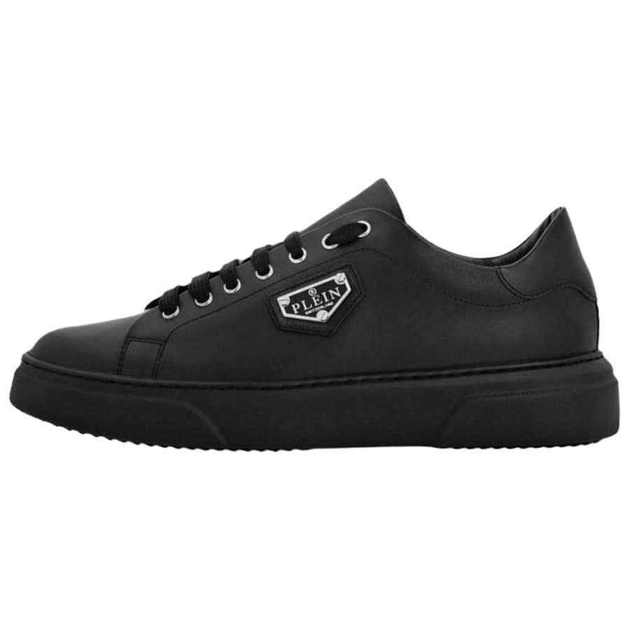 PHILIPP PLEIN Cow Leather Low top Skateboard Shoes Unisex Black