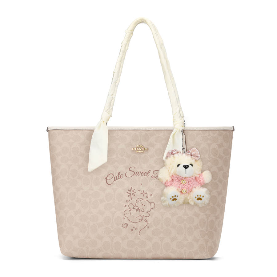 COACH City Coated Canvas Shoulder Bag Large Women's Sand