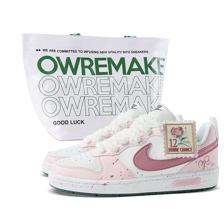 Nike Nike Court Borough Synthetic Leather Low top Kids' Skateboarding Shoes Pink White Teenagers