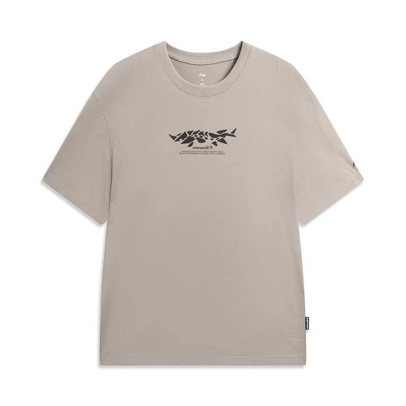 Li-Ning Li Ning Outdoor CF Tracing Loose Fit Crew Neck T Shirt Unisex Rugged Brown Gray