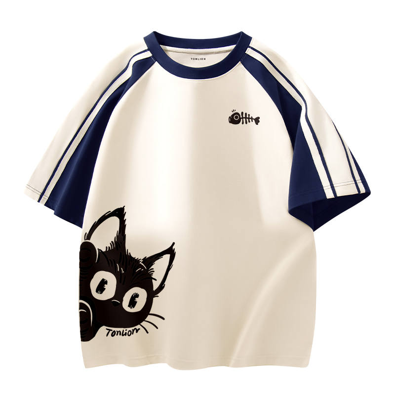 Tonlion T Shirts Unisex Crew Neck Moderate Straight Fit