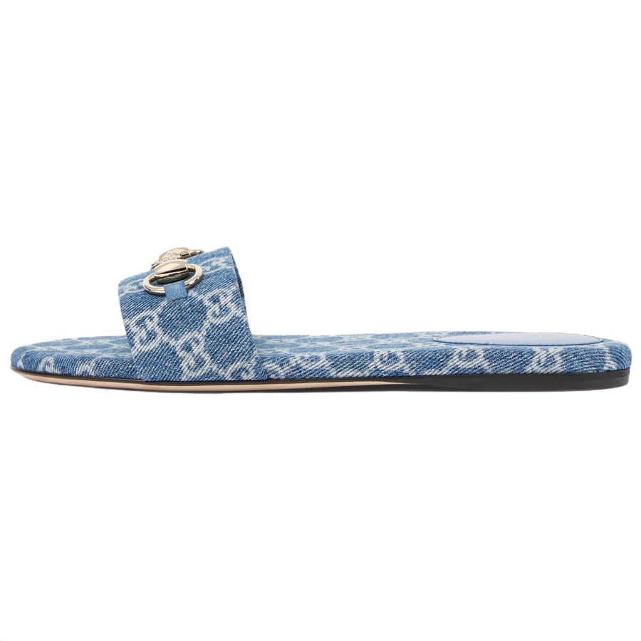 GUCCI Horsebit Slide Slippers Women's Blue