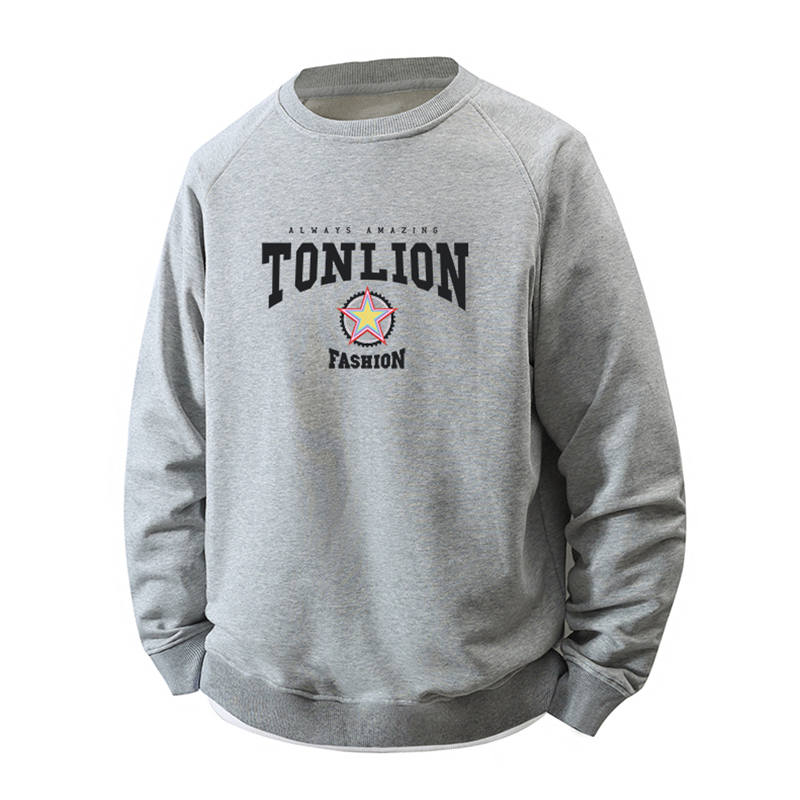 Tonlion Sweatshirts Unisex Crew Neck Moderate Mock Two Piece
