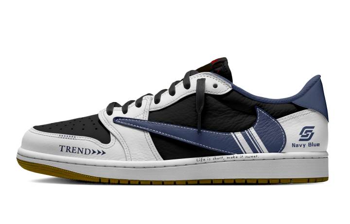 Jordan Travis Scott x Jordan Air Jordan 1 Travis Scott X AJ1 Low Blue TS Leather Cushioning Slip Resistant Abrasion Resistant