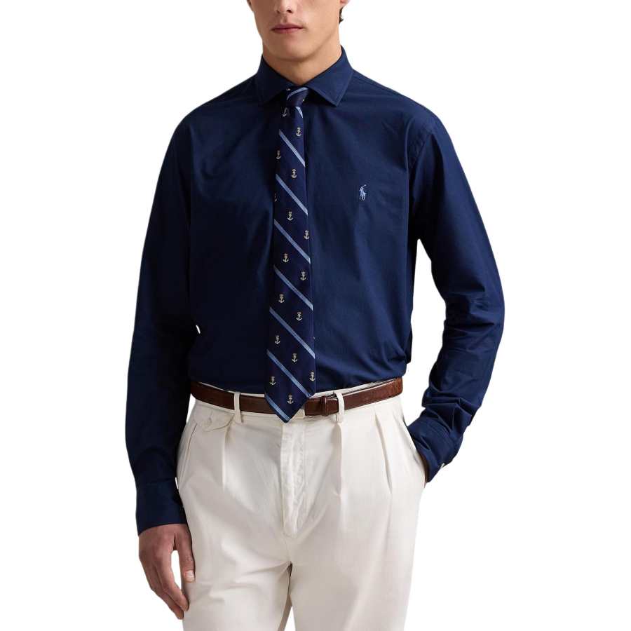 Polo Ralph Lauren Shirts Men's Marine Blue Lapel Moderate Straight Fit
