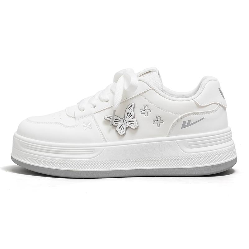 Warrior Height Increasing Abrasion Resistant Lightweight Low top Skateboard Shoes Women's White Silver