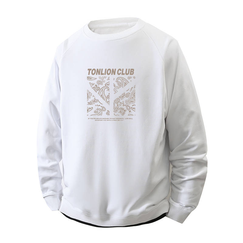 Tonlion Sweatshirts Unisex Crew Neck Moderate Mock Two Piece