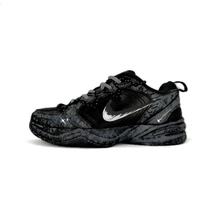 Nike Nike Air Monarch 4 Abrasion Resistant Lightweight Slip Resistant Low top Chunky Sneakers Unisex Black Gray