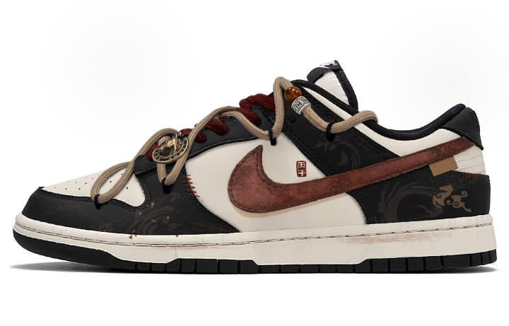 Nike Nike Dunk Red Patterned Jet Black MONE Manufacturing Leather Slip Resistant, Abrasion Resistant, Lightweight