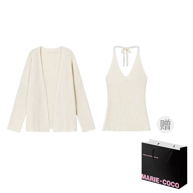 MARIE·COCO Knitwear Women's Cardigan+Tank Top V Neck Moderate Cardigan