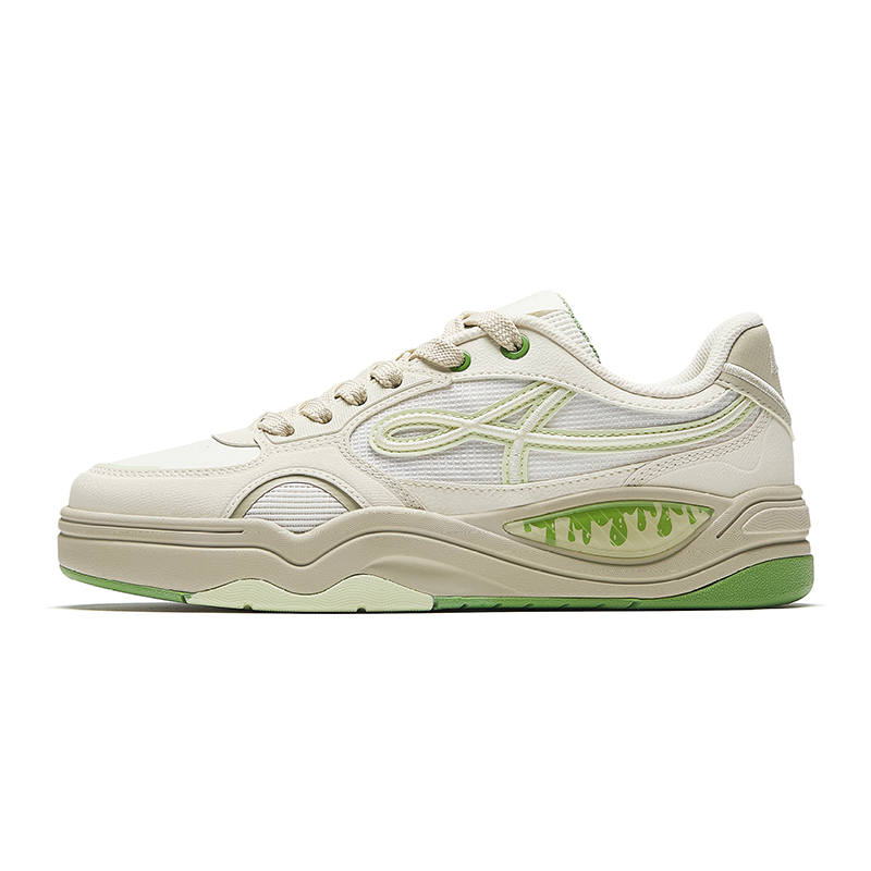 Anta Fabric Low top Skateboard Shoes Women's Ivory White/Milou Yellow/Light Wood