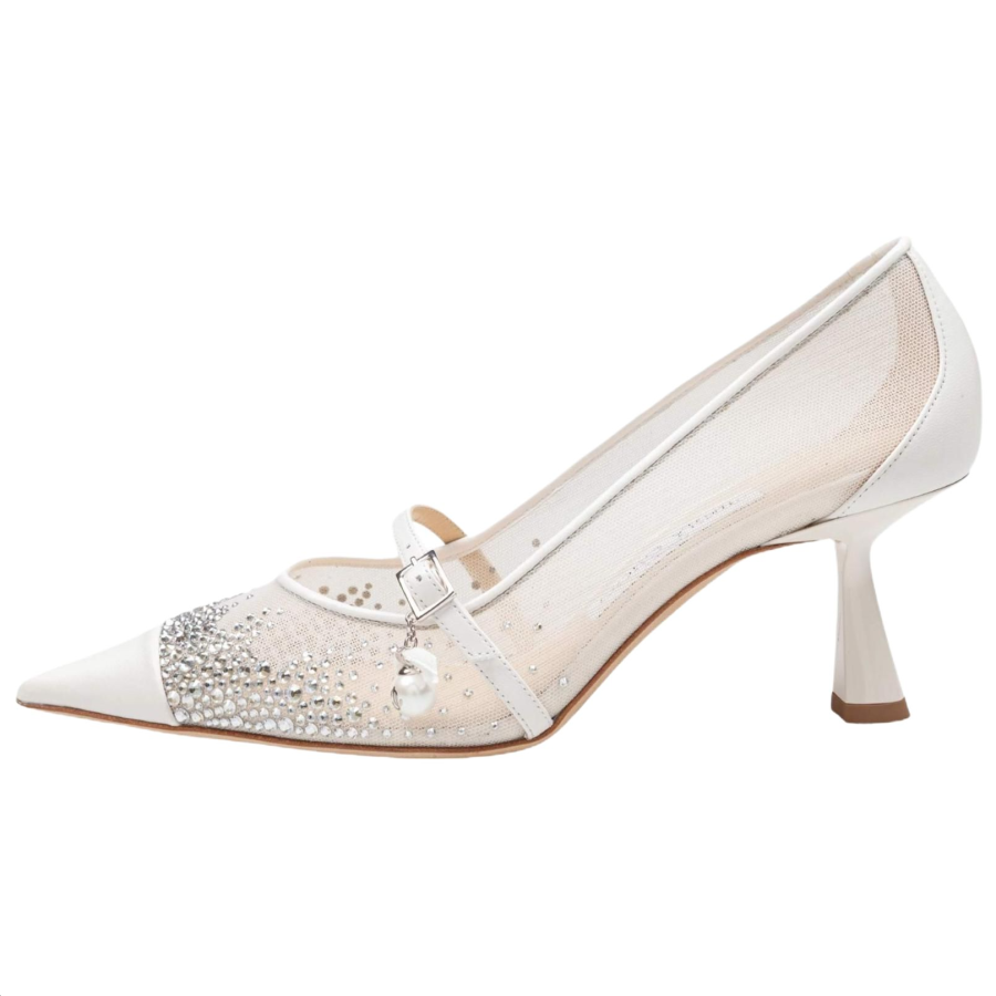 Jimmy Choo Leather Flared Heel High Heels 6.5cm Women's White