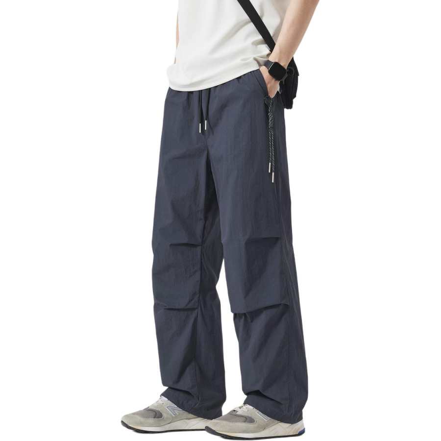 Tonlion Casual Pants Men's Dark Navy Blue Moderate Straight Fit Pants