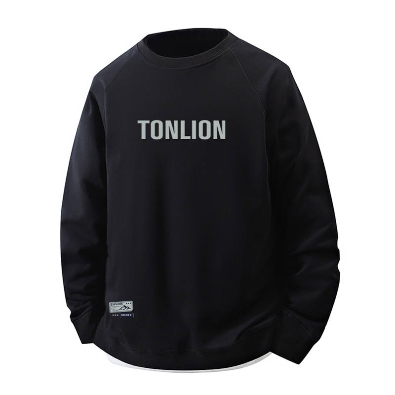 Tonlion Sweatshirts Unisex Crew Neck Moderate Mock Two Piece