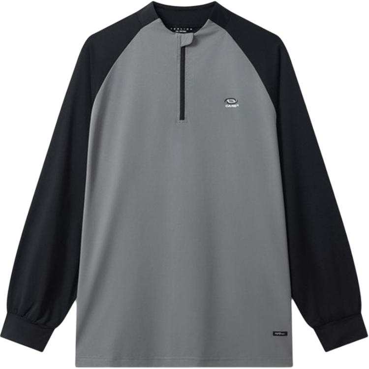 Tonlion T Shirts Men's Smoke Gray Stand Collar Moderate Straight Fit