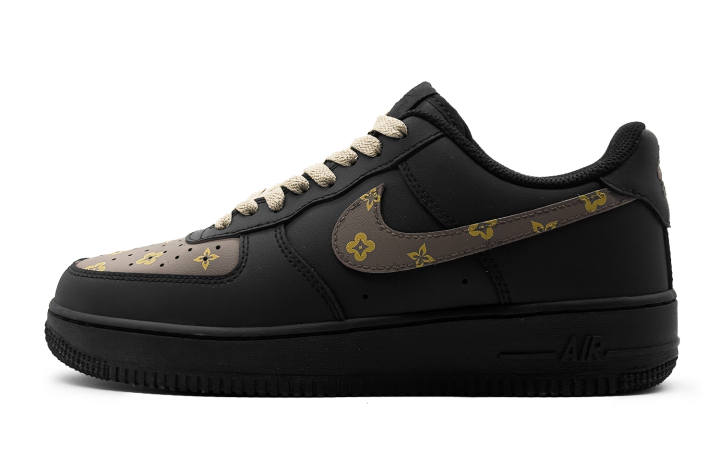 Nike Nike Air Force 1 Luxury Design Leather Abrasion Resistant Slip Resistant Low top Skateboard Shoes Men's Black Brown