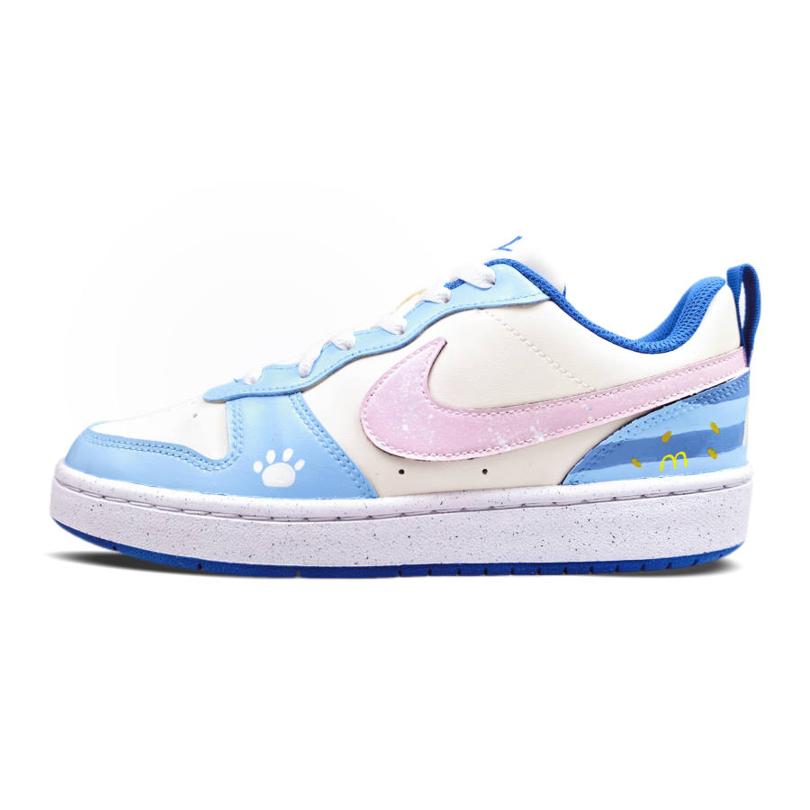 Nike Nike Court Borough Glacier Synthetic Leather Abrasion Resistant Slip Resistant Low top Kids' Skateboarding Shoes Blue