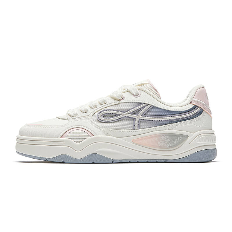 Anta Lieyan Low top Skateboard Shoes Women's Ivory White/Freesia Pink/Frost Tower Gray