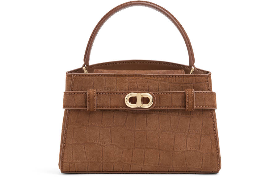 CHARLES&KEITH Synthetic Leather Handbag, Crossbody Bag Small Women's Chocolate/Pink