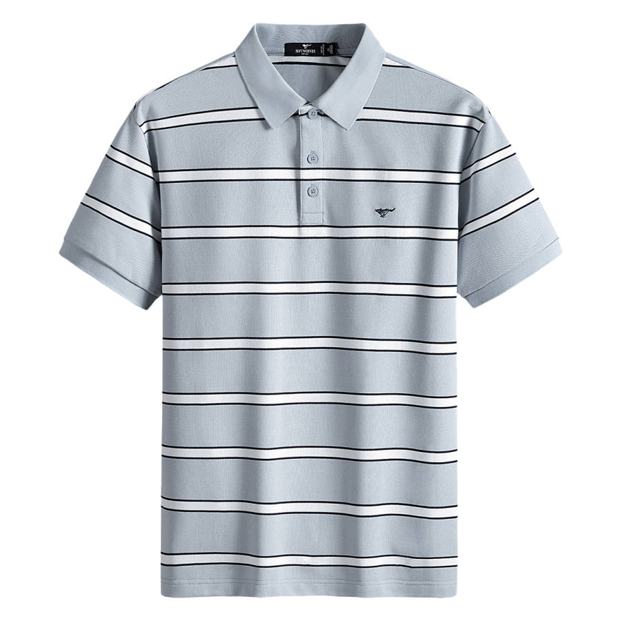 SEPTWOLVES Polo Shirts Men's Gray Blue Lapel Moderate Straight Fit