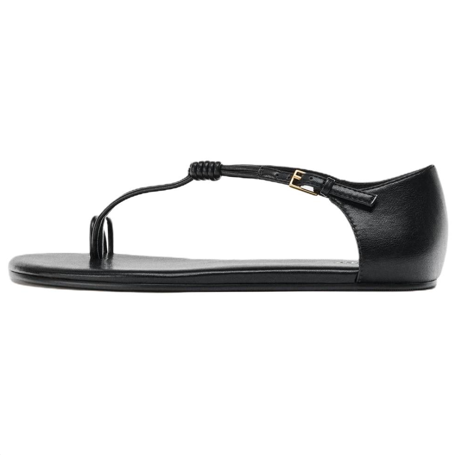 ZARA Pu One Strap Sandals 1CM Women's Black