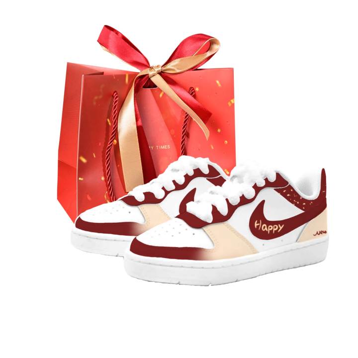 Nike Nike Court Borough 2 Red Apricot Spring, Kung Fu Rabbit Leather Cushioning Abrasion Resistant Slip Resistant
