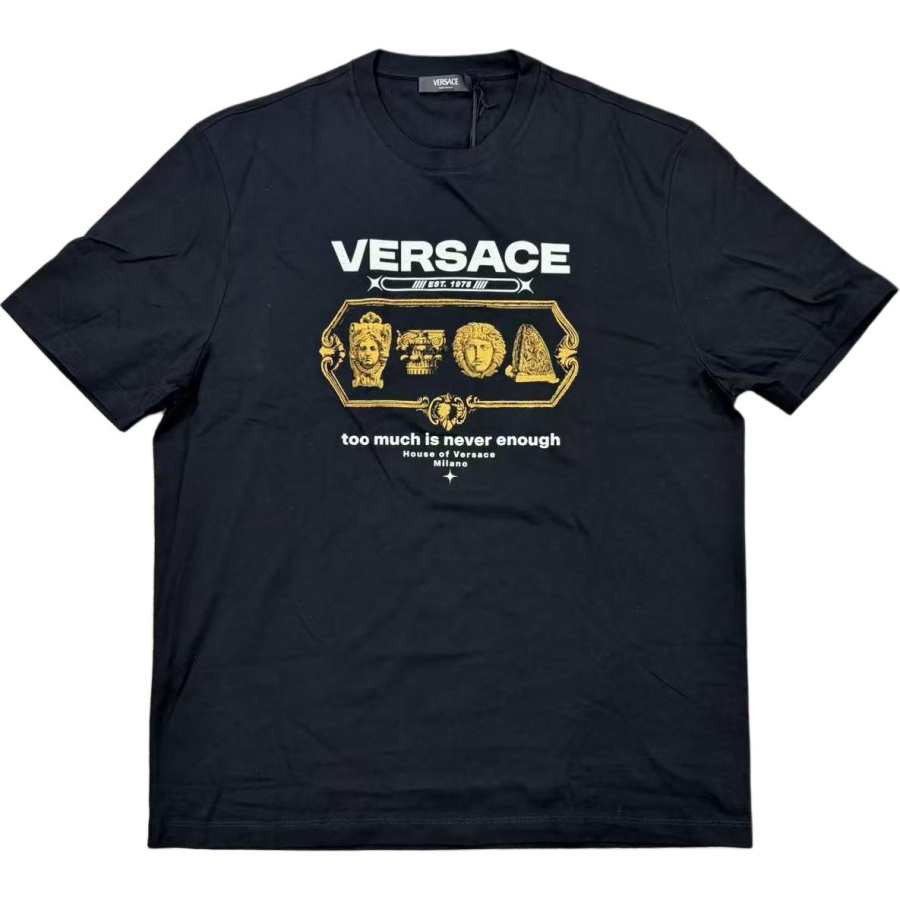VERSACE T Shirts Men's Black Crew Neck Moderate Straight Fit
