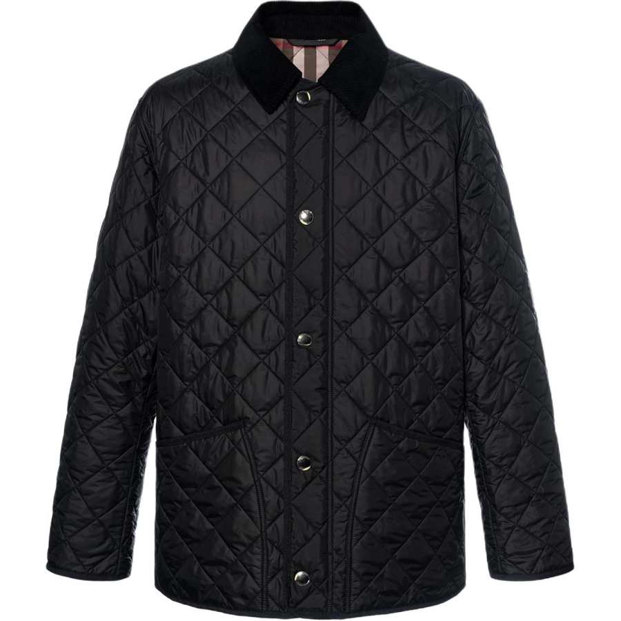 Burberry Puffer Jackets Men's Black Lapel Moderate Straight Fit
