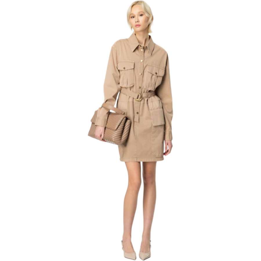 PINKO Long Sleeved Dress Women's Beige
