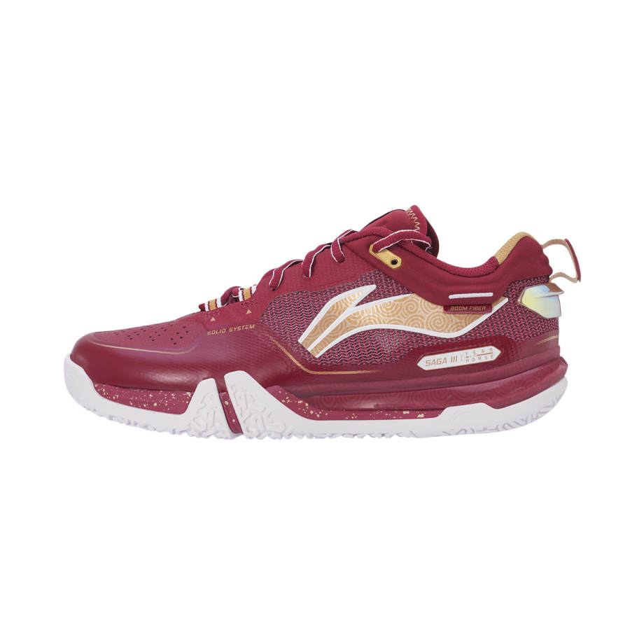 Li-Ning Li Ning Saga ⅢPRO Breathable Support Impact Resistant Low top Badminton Shoes Men's Dark Crimson