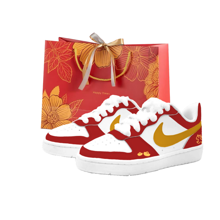 Nike Nike Court Borough 2 Crimson Gold, Kung Fu Rabbit Leather Cushioning Abrasion Resistant Slip Resistant