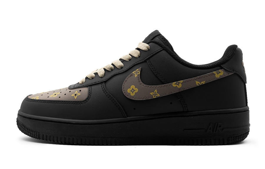 Nike Nike Air Force 1 Luxury Design Leather Abrasion Resistant Slip Resistant Low top Skateboard Shoes Women's Black Brown