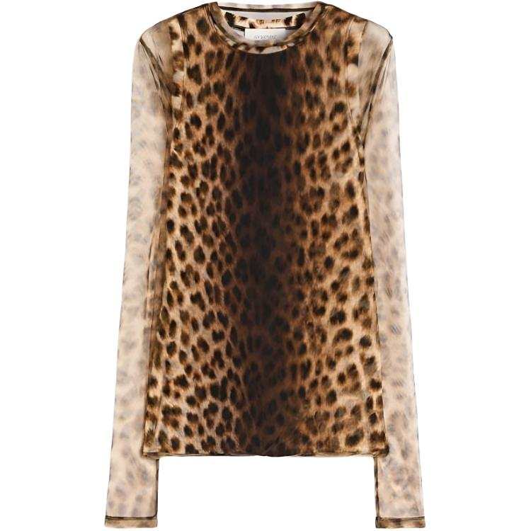 SportMax Spxzebu Sheer Animal Printed Long-Sleeved Top