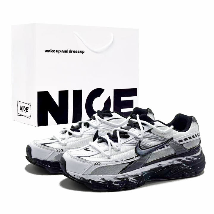Nike Nike Initiator Cushioning Abrasion Resistant Slip Resistant Low top Running Shoes Men's Black White