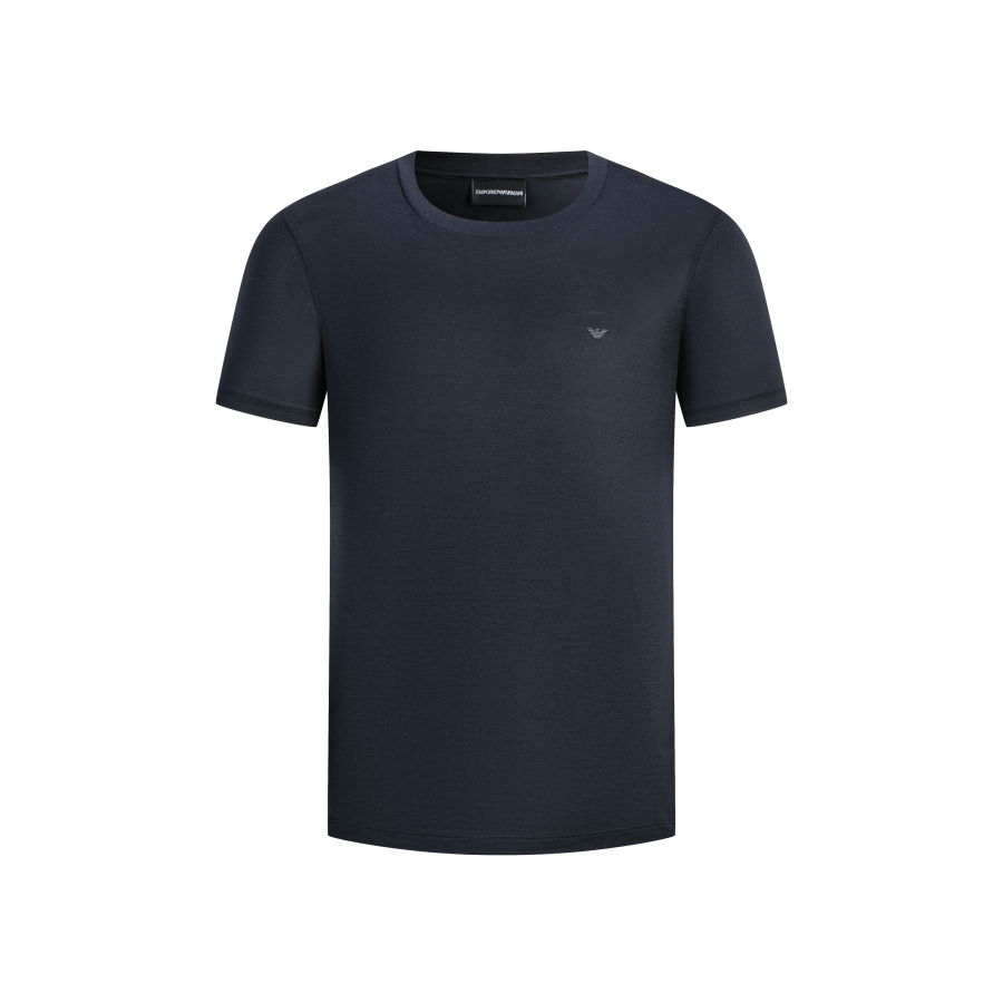EMPORIO ARMANI T Shirts Men's Dark Blue Crew Neck Thin Straight Fit