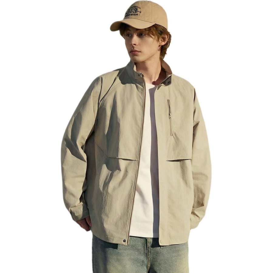 Tonlion Jackets Men's Stand Collar Moderate Workwear