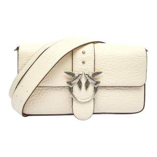 PINKO Love Bag Cow Leather Shoulder Bag, Crossbody Bag Medium Women's White