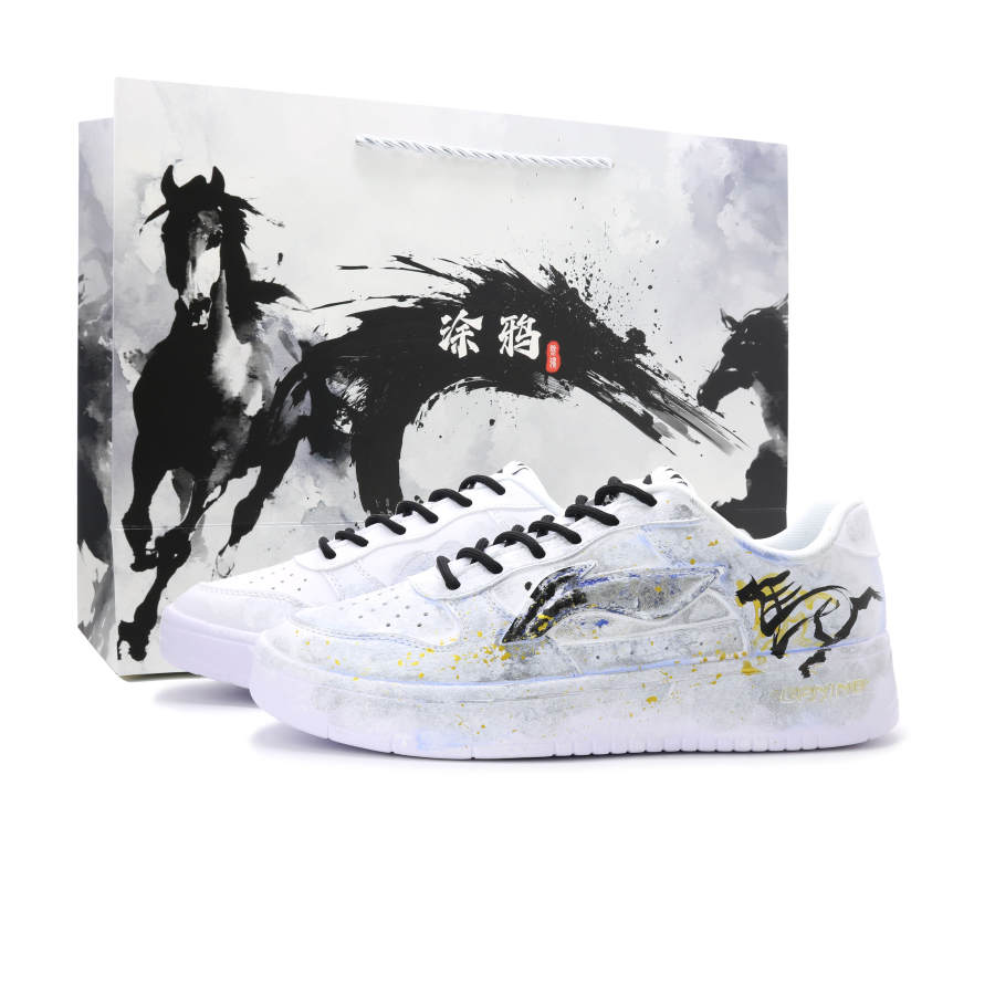 Li-Ning Li Ning Floating Boat Instant Wealth Synthetic Leather Low top Skateboard Shoes Unisex Bright Silver