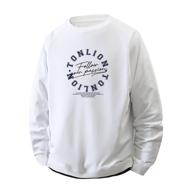 Tonlion Sweatshirts Unisex Crew Neck Moderate Mock Two Piece